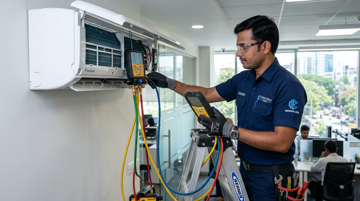 AR Solutions Zone Certified AMC Technician Servicing AC in Bengaluru